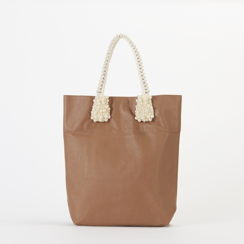 PVC COATED CANVAS FLAT TOTE / PEARL HAND